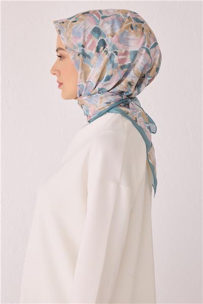 Belli Fresh Çiçek Desen Mint Tela Eşarp 1021 - 12