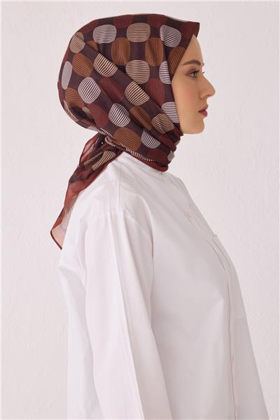 BELLİ GEOMETRİK DESEN TELA BORDO EŞARP 1022