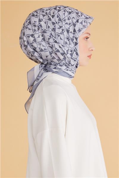BELLİ GEOMETRİK DESEN TELA GRİ EŞARP 1008