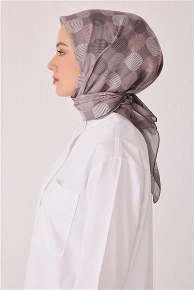 BELLİ GEOMETRİK DESEN TELA GÜL KURUSU EŞARP 1022