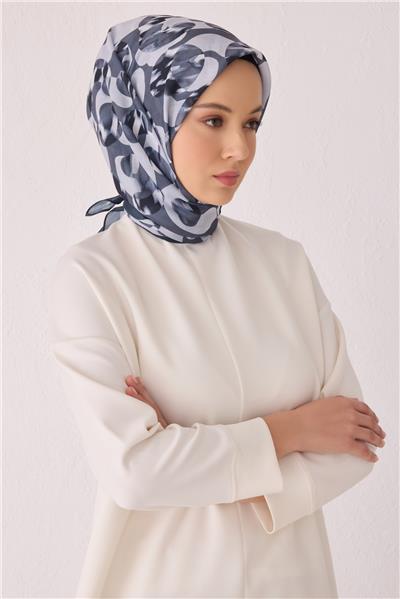 BELLİ GEOMETRİK DESEN TELA ANTRASİT EŞARP 1020