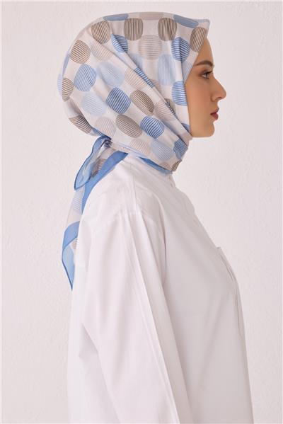 BELLİ GEOMETRİK DESEN TELA MAVİ EŞARP 1022