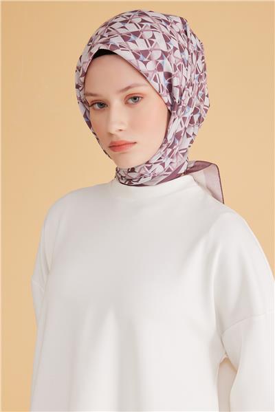 BELLİ GEOMETRİK DESEN TELA MÜRDÜM EŞARP 1008