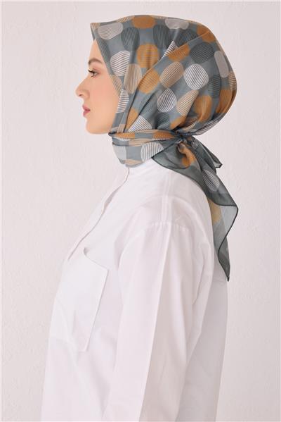 BELLİ GEOMETRİK DESEN TELA GRİ EŞARP 1022
