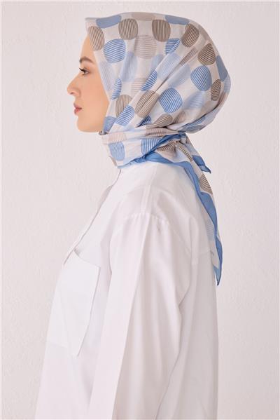 BELLİ GEOMETRİK DESEN TELA MAVİ EŞARP 1022