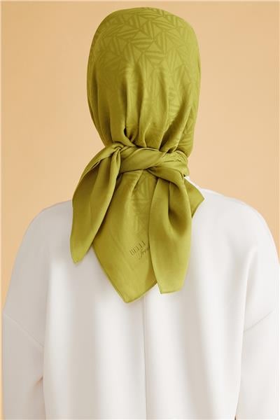 BELLİ GEOMETRİK DESEN VEYRA YAĞ YEŞİLİ EŞARP 2