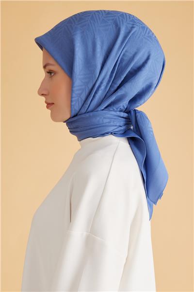 BELLİ GEOMETRİK DESEN VEYRA MAVİ EŞARP 2