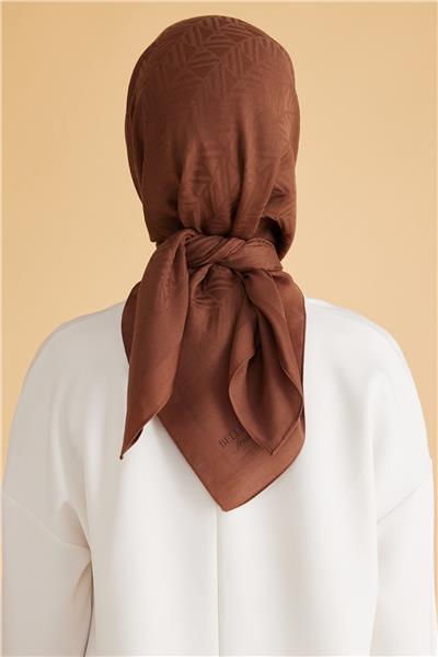 BELLİ GEOMETRİK DESEN VEYRA SÜTLÜ KAHVE EŞARP 2