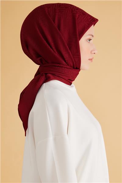 BELLİ GEOMETRİK DESEN VEYRA BORDO EŞARP 2