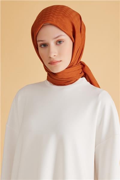 BELLİ GEOMETRİK DESEN VEYRA TURUNCU EŞARP 1