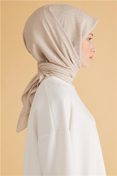 BELLİ GEOMETRİK DESEN VEYRA BEJ EŞARP 1