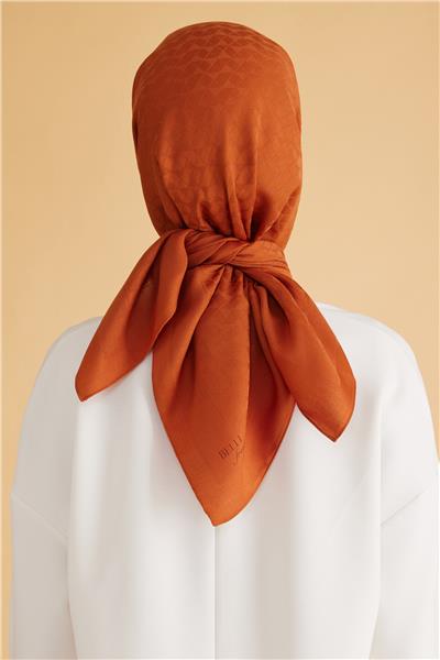 BELLİ GEOMETRİK DESEN VEYRA TURUNCU EŞARP 1