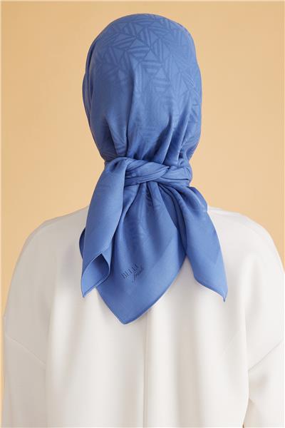 BELLİ GEOMETRİK DESEN VEYRA MAVİ EŞARP 2