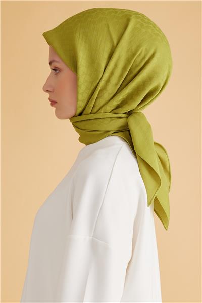 BELLİ GEOMETRİK DESEN VEYRA YAĞ YEŞİLİ EŞARP 1