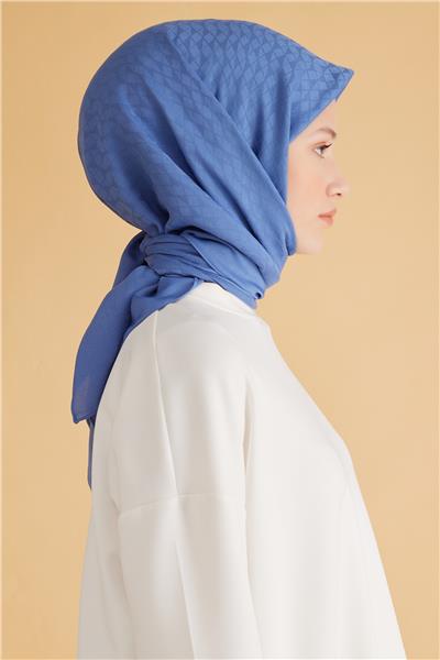 BELLİ GEOMETRİK DESEN VEYRA MAVİ EŞARP 1