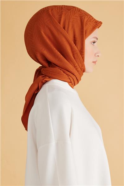 BELLİ GEOMETRİK DESEN VEYRA TURUNCU EŞARP 2