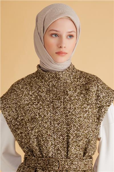 BELLİ GEOMETRİK DESEN VEYRA KREM EŞARP 2