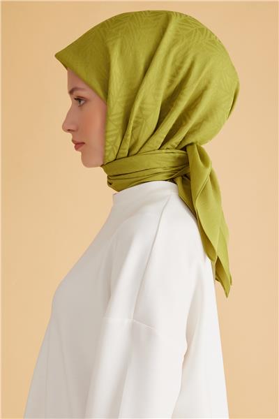 BELLİ GEOMETRİK DESEN VEYRA YAĞ YEŞİLİ EŞARP 2