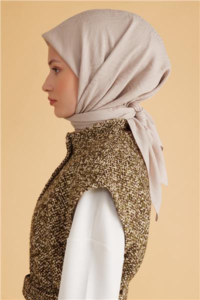 BELLİ GEOMETRİK DESEN VEYRA KREM EŞARP 2