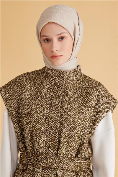 BELLİ GEOMETRİK DESEN VEYRA BEJ EŞARP 2