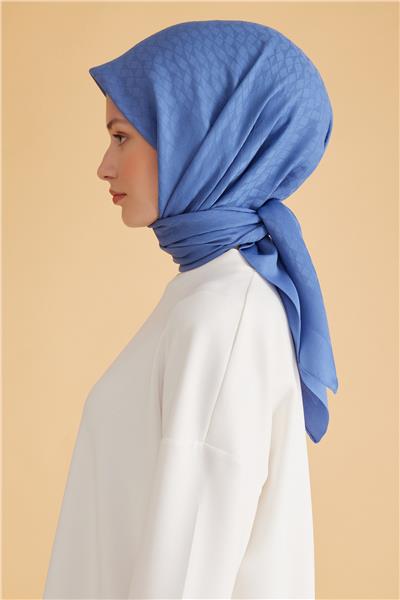 BELLİ GEOMETRİK DESEN VEYRA MAVİ EŞARP 1