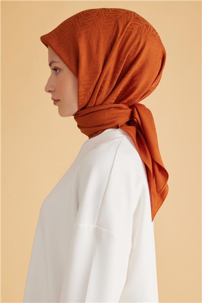 BELLİ GEOMETRİK DESEN VEYRA TURUNCU EŞARP 2