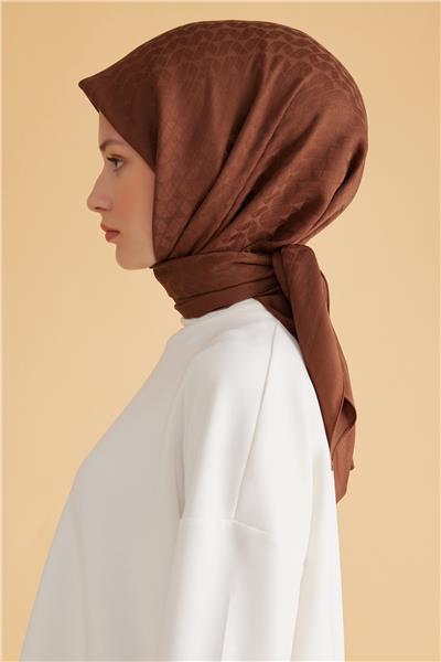 BELLİ GEOMETRİK DESEN VEYRA SÜTLÜ KAHVE EŞARP 1