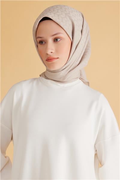 BELLİ GEOMETRİK DESEN VEYRA KREM EŞARP 1