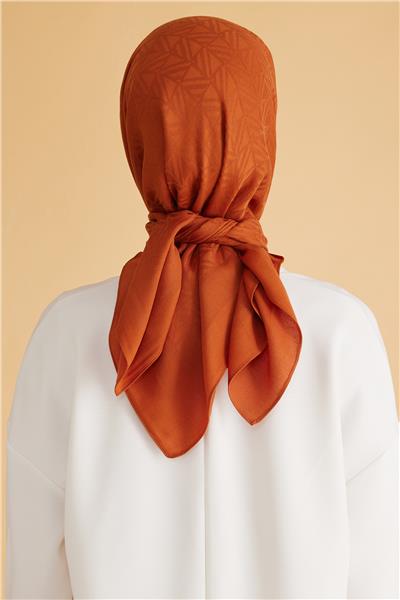 BELLİ GEOMETRİK DESEN VEYRA TURUNCU EŞARP 2