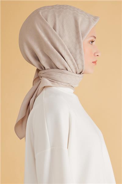 BELLİ GEOMETRİK DESEN VEYRA KREM EŞARP 1