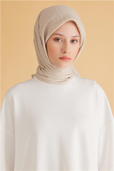 BELLİ GEOMETRİK DESEN VEYRA BEJ EŞARP 1