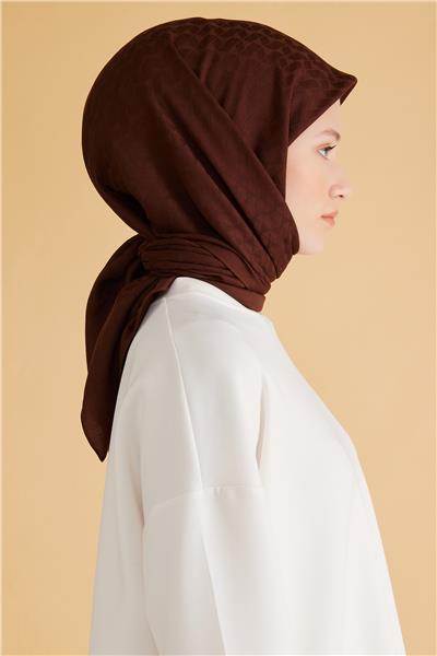 BELLİ GEOMETRİK DESEN VEYRA ACI KAHVE EŞARP 1