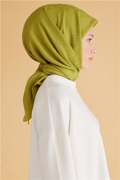 BELLİ GEOMETRİK DESEN VEYRA YAĞ YEŞİLİ EŞARP 2