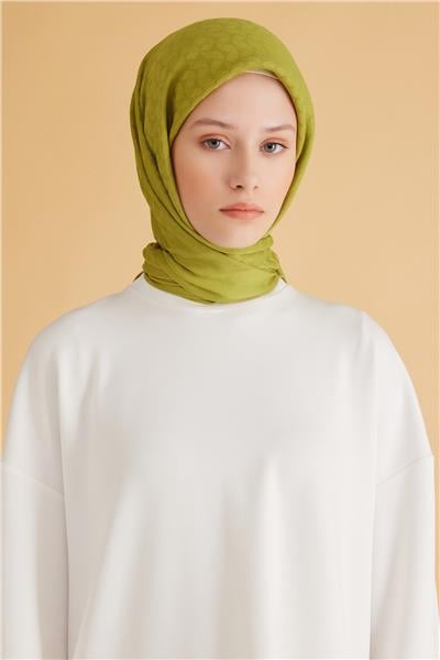 BELLİ GEOMETRİK DESEN VEYRA YAĞ YEŞİLİ EŞARP 1