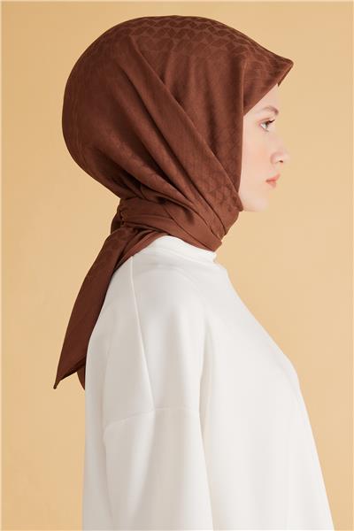 BELLİ GEOMETRİK DESEN VEYRA SÜTLÜ KAHVE EŞARP 1