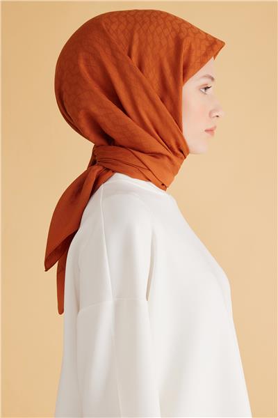 BELLİ GEOMETRİK DESEN VEYRA TURUNCU EŞARP 1