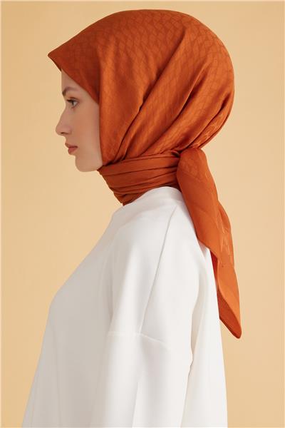 BELLİ GEOMETRİK DESEN VEYRA TURUNCU EŞARP 1