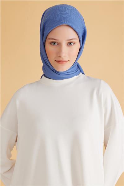 BELLİ GEOMETRİK DESEN VEYRA MAVİ EŞARP 2