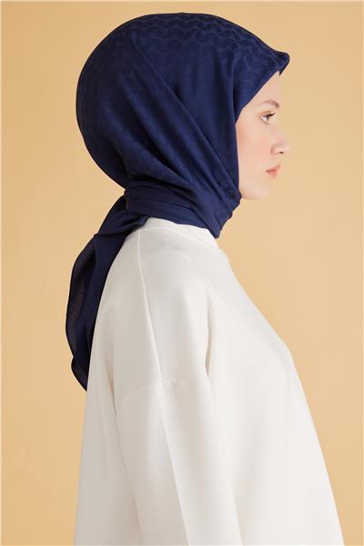 BELLİ GEOMETRİK DESEN VEYRA LACİVERT EŞARP 1