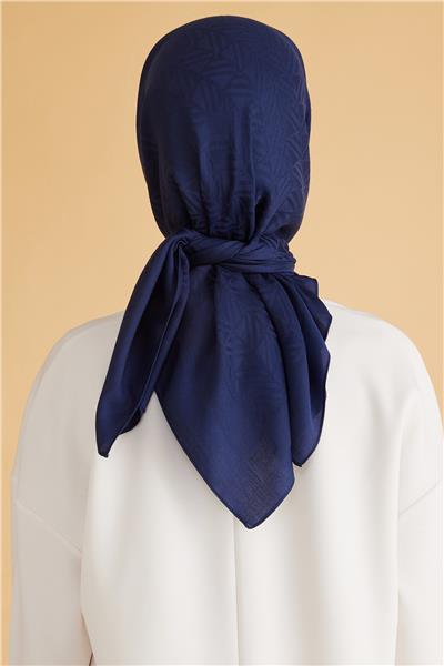 BELLİ GEOMETRİK DESEN VEYRA LACİVERT EŞARP 2