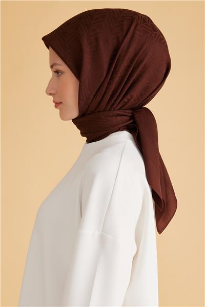 BELLİ GEOMETRİK DESEN VEYRA ACI KAHVE EŞARP 2