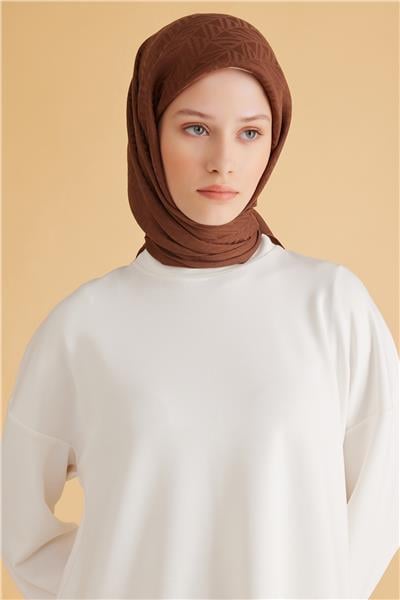 BELLİ GEOMETRİK DESEN VEYRA SÜTLÜ KAHVE EŞARP 2