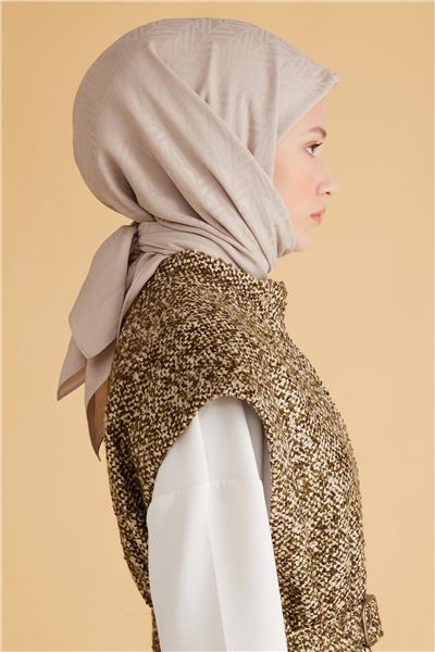 BELLİ GEOMETRİK DESEN VEYRA KREM EŞARP 2