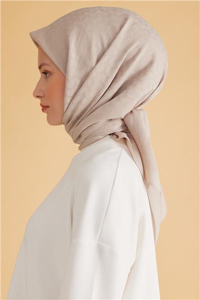 BELLİ GEOMETRİK DESEN VEYRA KREM EŞARP 1