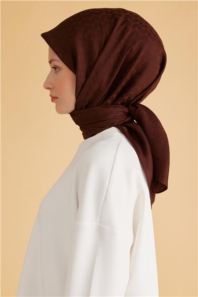 BELLİ GEOMETRİK DESEN VEYRA ACI KAHVE EŞARP 1