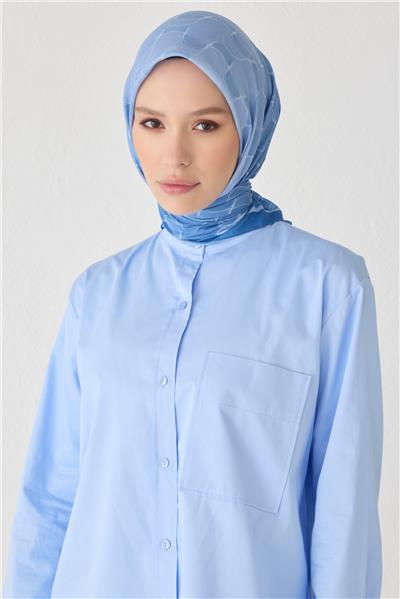 BELLİ DALGALI DESEN PREMIUM SOFT MAVİ EŞARP 1