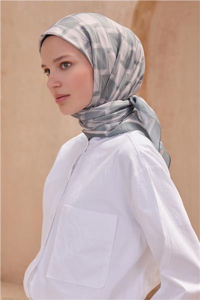 BELLİ GEOMETRİK DESEN PREMIUM SOFT MİNT EŞARP 14