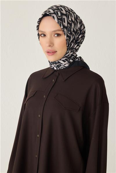 BELLİ GEOMETRİK DESEN PREMIUM SOFT SİYAH EŞARP 3