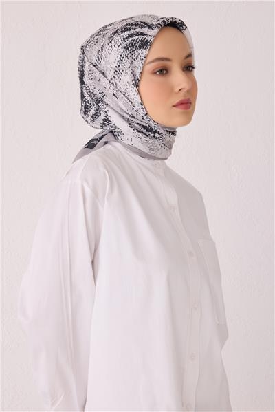 BELLİ ÇİÇEK DESEN PREMIUM SOFT SİYAH BEJ EŞARP 2