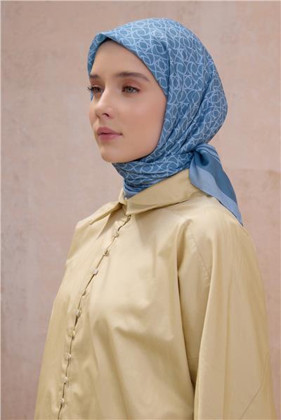 BELLİ GEOMETRİK DESEN PREMIUM SOFT BUZ MAVİSİ EŞARP 12